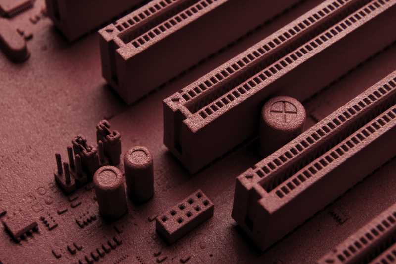 Leiterplatte mit Steckverbinder-Slots und Bauteilen - Elektronik, embedded hardware